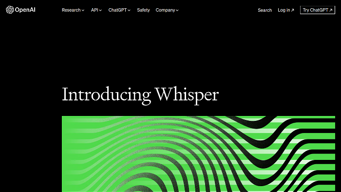 Screenshot of Whisper's website.