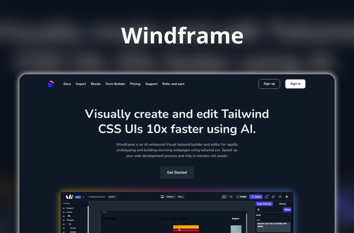 Thumbnail showing the Logo and a Screenshot of Windframe