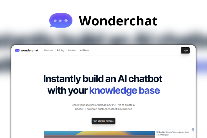 Wonderchat Thumbnail, showing the homepage and logo of the tool