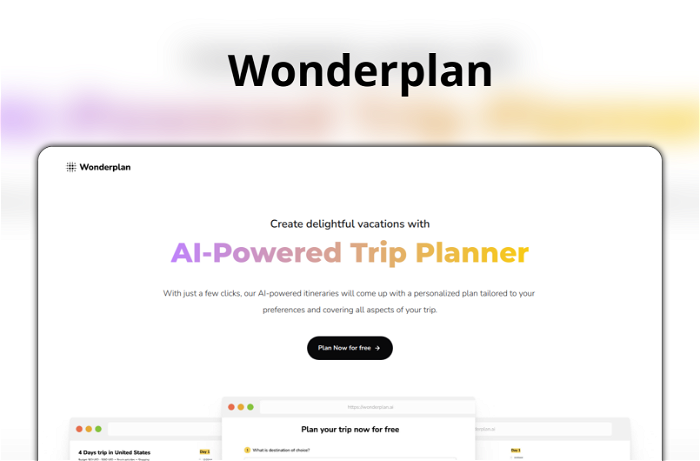 Wonderplan Thumbnail, showing the homepage and logo of the tool