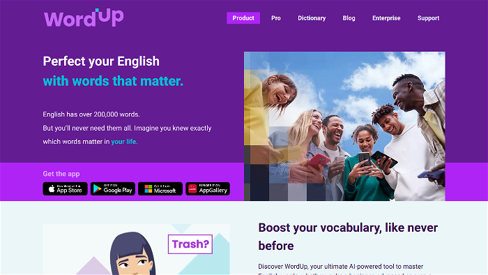 screenshot of WordUP - Vocabulary Builder's website