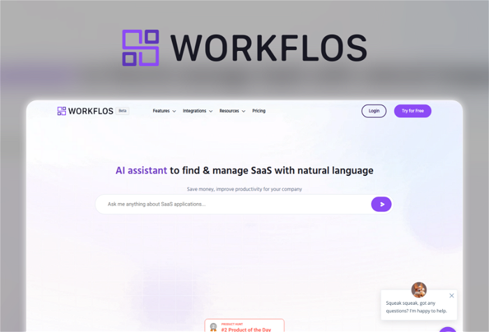 Workflos Thumbnail, showing the homepage and logo of the tool