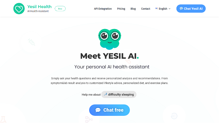 screenshot of Yesil Health's website