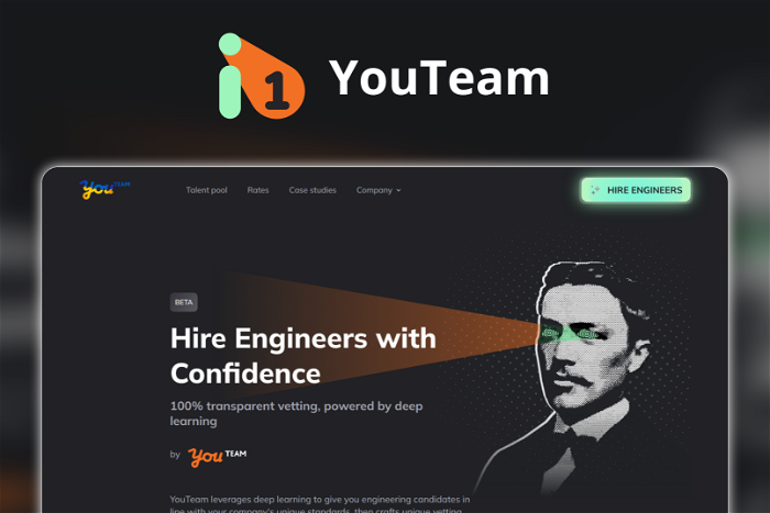 YouTeam Thumbnail, showing the homepage and logo of the tool