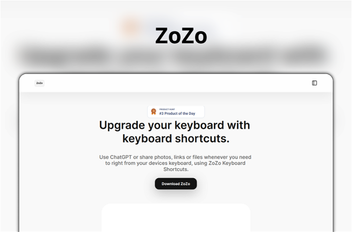 ZoZo Thumbnail, showing the homepage and logo of the tool